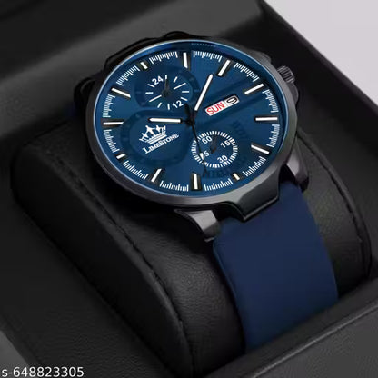 Flex Day and Date Functioning | Smart Silicone Strap| Quartz Analog Watch - For Men LS3359