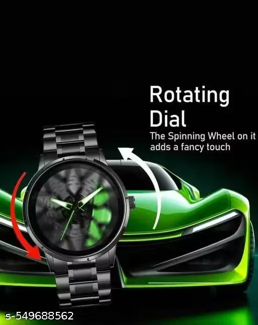 COLLECTION Men's Car Wheel Watch11 with Spinning Car Rim Hub Design|| Analog Stainless Steel || Quartz Movement|| Water Resistant, Scratch Resistant