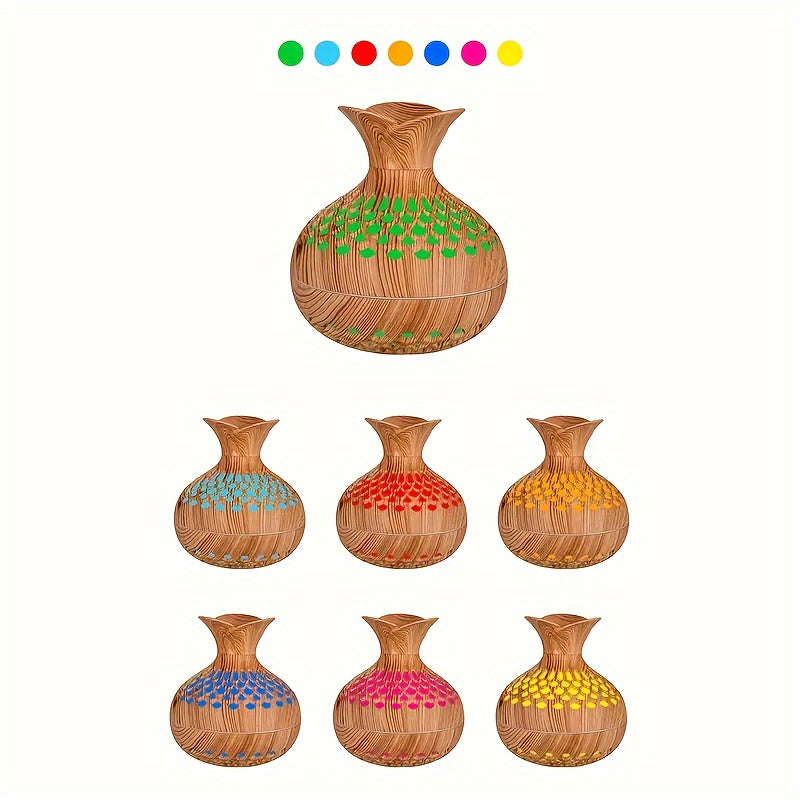 Wood Grain USB Humidifier – Essential Oil Diffuser & Lamp for Desk or Bedroom