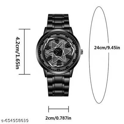 Men's 3D Hollow Rotating h e e l Watch with Large Dial & Red Star Hands - Quartz Sport Chronograph, Date/Day Display, High Quality (Non-High Quality) - Ideal Gift for Valentine's Day, Birthdays, Father's Day - Stylish Modern Men's Watch