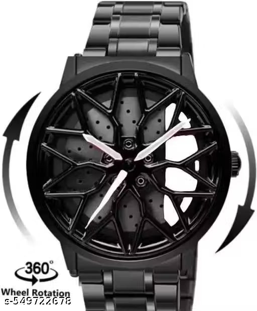 Stylish Rotating Wheel Ring Watch for Men & Women – Unique Finger Timepiece | Fashion Accessory | Black & White