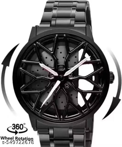 Stylish Rotating Wheel Ring Watch for Men & Women – Unique Finger Timepiece | Fashion Accessory | Black & White