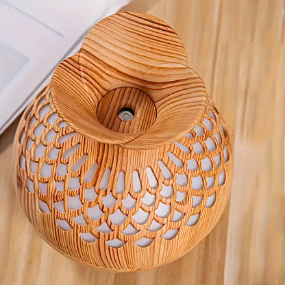 Wood Grain USB Humidifier – Essential Oil Diffuser & Lamp for Desk or Bedroom