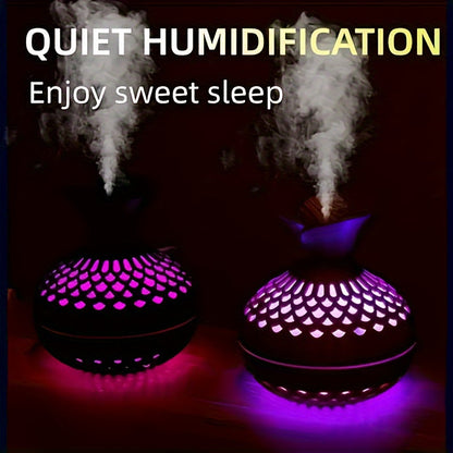 Wood Grain USB Humidifier – Essential Oil Diffuser & Lamp for Desk or Bedroom