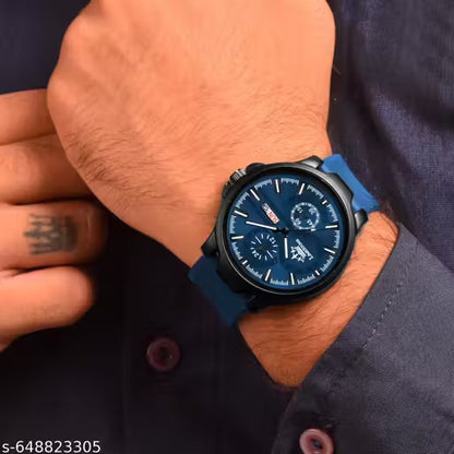 Flex Day and Date Functioning | Smart Silicone Strap| Quartz Analog Watch - For Men LS3359