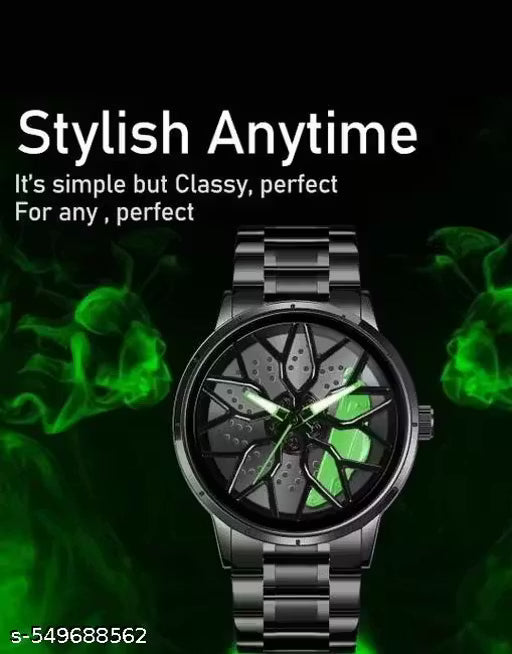 COLLECTION Men's Car Wheel Watch11 with Spinning Car Rim Hub Design|| Analog Stainless Steel || Quartz Movement|| Water Resistant, Scratch Resistant