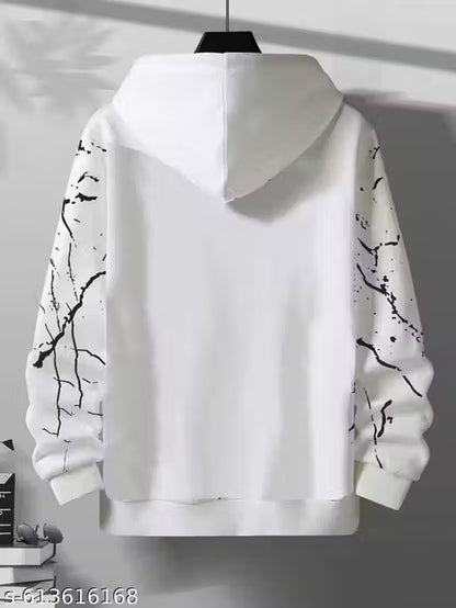 Printed Hoodie for Men | Stylish Marble Pattern Graphic Sweatshirt | Casual Streetwear Pullover Hoodie with Kangaroo Pocket | Soft Fleece Fabric Winter Wear | Trendy Printed Hooded Sweatshirt for Boys and Men