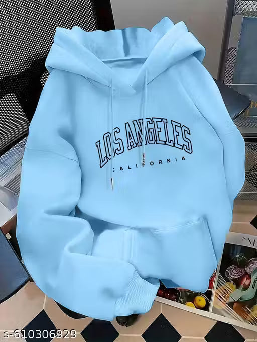 Trendy and stylish white hoodie with bold Los Angeles California print, designed for comfort and fashion, perfect for casual outings, travel, and everyday wear