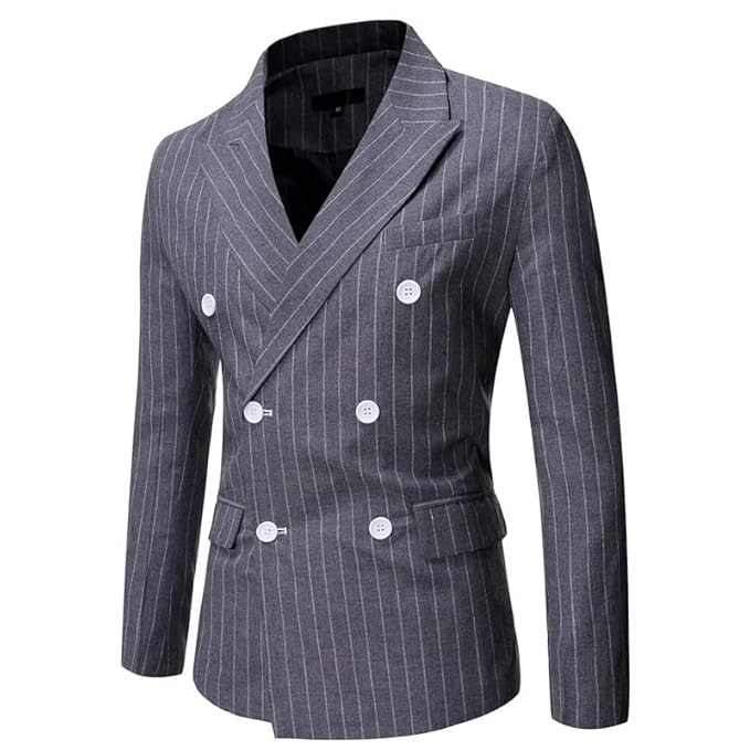 Eryue Foreign Trade New Men's STRI d Casual Double-Breasted Suit Euro an Size Men's Tailored Suit ja et bla 2XL