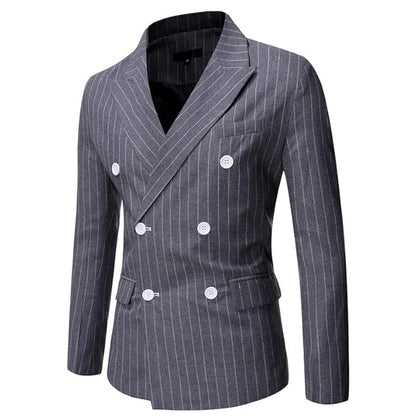 Eryue Foreign Trade New Men's STRI d Casual Double-Breasted Suit Euro an Size Men's Tailored Suit ja et bla 2XL