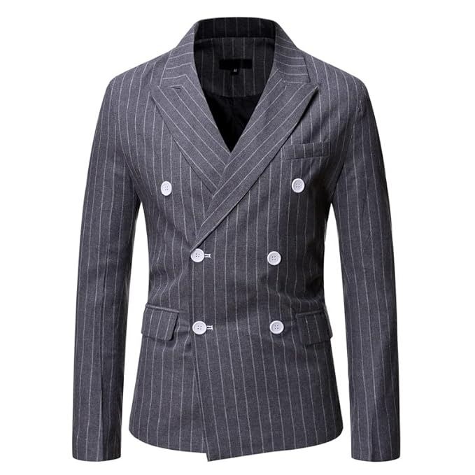 Eryue Foreign Trade New Men's STRI d Casual Double-Breasted Suit Euro an Size Men's Tailored Suit ja et bla 2XL