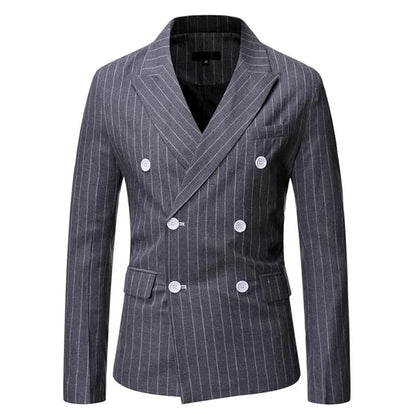 Eryue Foreign Trade New Men's STRI d Casual Double-Breasted Suit Euro an Size Men's Tailored Suit ja et bla 2XL