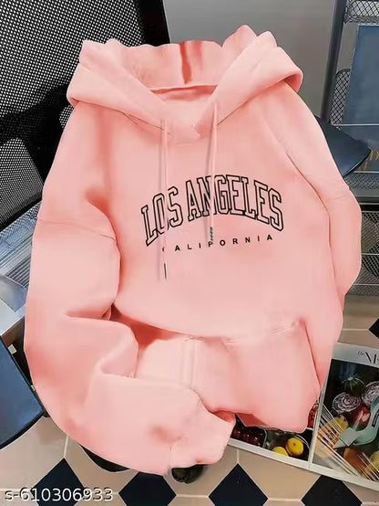 Trendy and stylish white hoodie with bold Los Angeles California print, designed for comfort and fashion, perfect for casual outings, travel, and everyday wear