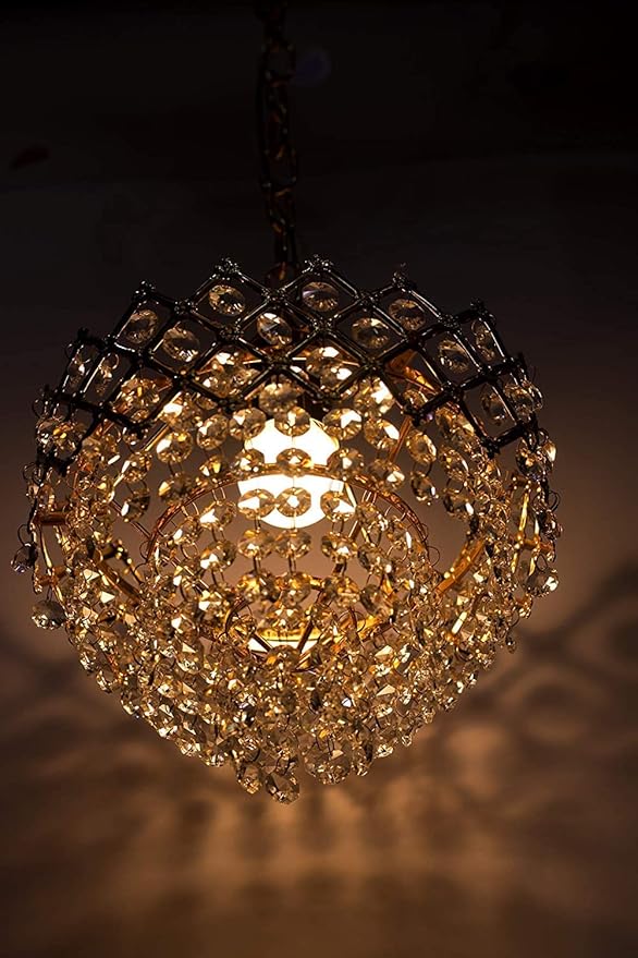 Mahganya 3280 Decoration New Fancy Modern Ceiling Lamp with All Fixtures and Fitting (Gold) (Corded Electric,Small)