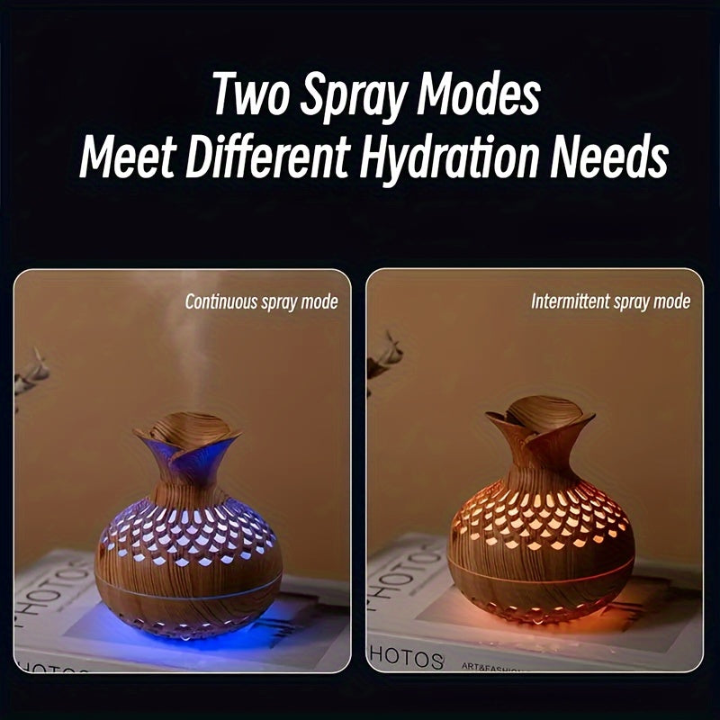 Wood Grain USB Humidifier – Essential Oil Diffuser & Lamp for Desk or Bedroom