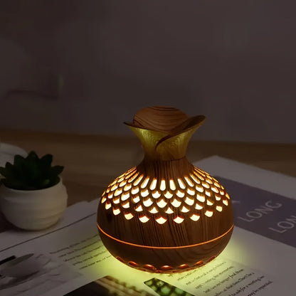 Wood Grain USB Humidifier – Essential Oil Diffuser & Lamp for Desk or Bedroom