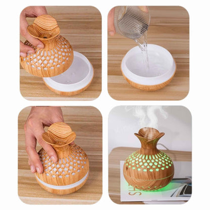 Wood Grain USB Humidifier – Essential Oil Diffuser & Lamp for Desk or Bedroom