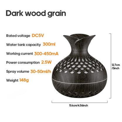 Wood Grain USB Humidifier – Essential Oil Diffuser & Lamp for Desk or Bedroom