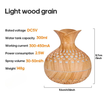 Wood Grain USB Humidifier – Essential Oil Diffuser & Lamp for Desk or Bedroom