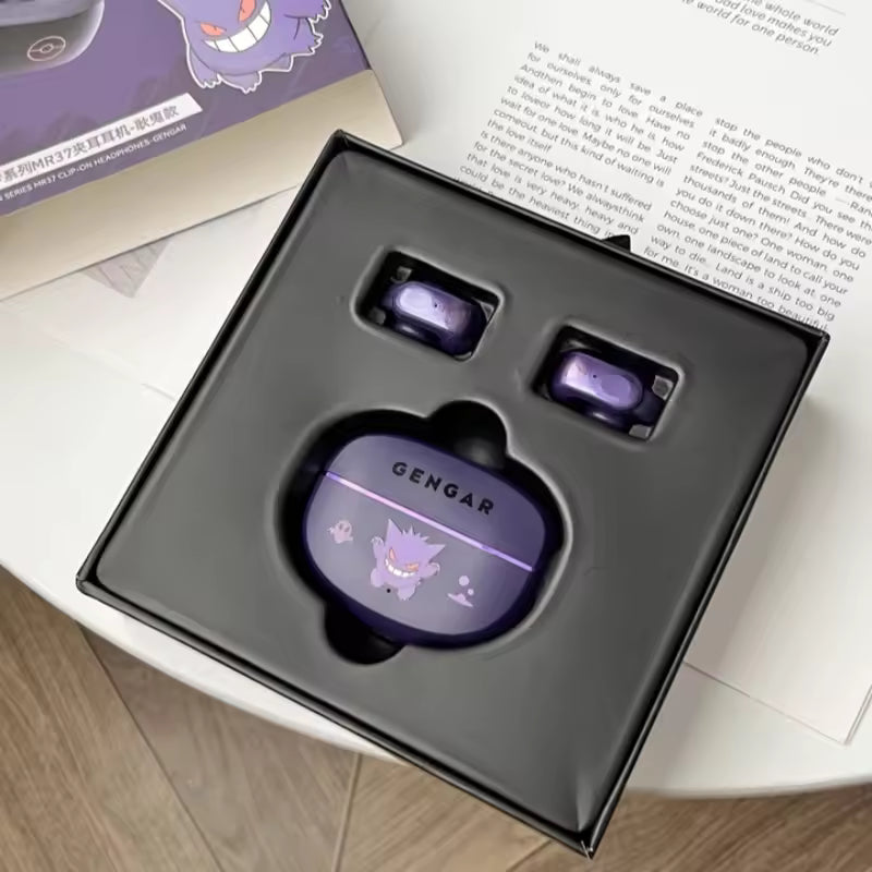 Gengar PokéMon Bluetooth Headset Ear Clip Hifi Stereo Wireless Game Sports Earbuds Long Battery Life Trendy Anime Gift