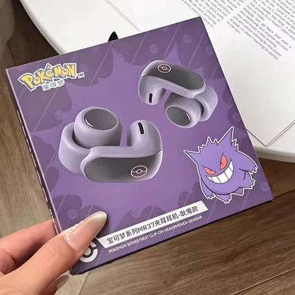 Gengar PokéMon Bluetooth Headset Ear Clip Hifi Stereo Wireless Game Sports Earbuds Long Battery Life Trendy Anime Gift
