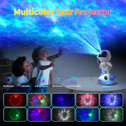 Starry Sky Astronaut Projection Lights Rocket Astronaut Galaxy Projection Night Light Atmosphere Lights Adult Gift Bedroom Decor