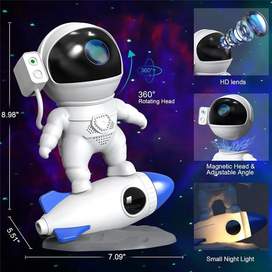 Starry Sky Astronaut Projection Lights Rocket Astronaut Galaxy Projection Night Light Atmosphere Lights Adult Gift Bedroom Decor