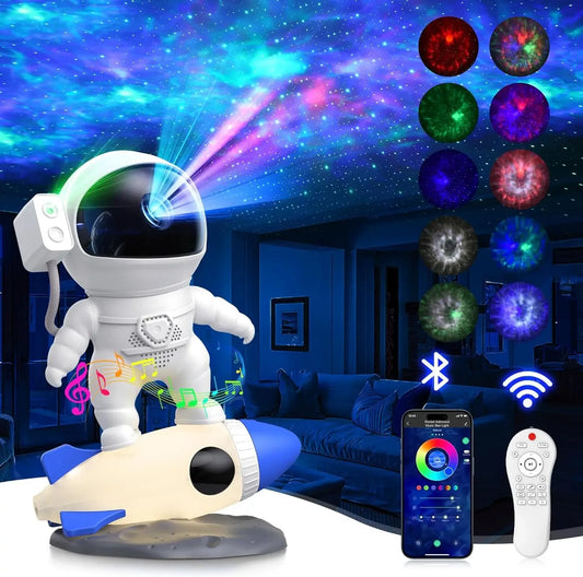Starry Sky Astronaut Projection Lights Rocket Astronaut Galaxy Projection Night Light Atmosphere Lights Adult Gift Bedroom Decor