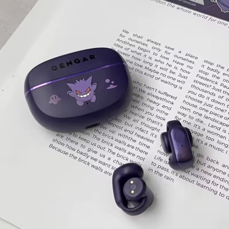 Gengar PokéMon Bluetooth Headset Ear Clip Hifi Stereo Wireless Game Sports Earbuds Long Battery Life Trendy Anime Gift