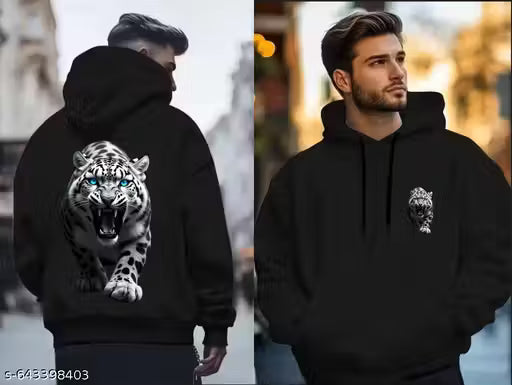 3D Tiger Print Hoodie for Men/ Stylish Black Hoodie for Men/ Black Hoodie/
