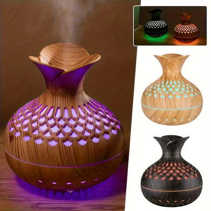 Wood Grain USB Humidifier – Essential Oil Diffuser & Lamp for Desk or Bedroom