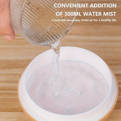 Wood Grain USB Humidifier – Essential Oil Diffuser & Lamp for Desk or Bedroom