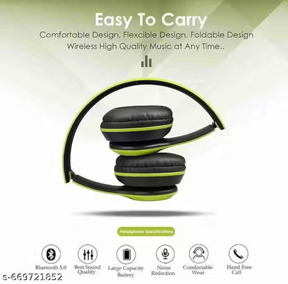 P47 Wireless Bluetooth Headphones with Microphone,Volume Control, Stereo FM,Memory Card Support {Budget headphone, wireless headphones, bluetooth headphones,best bluetooth headphone}-(MULTICOLOR-1 PCS
