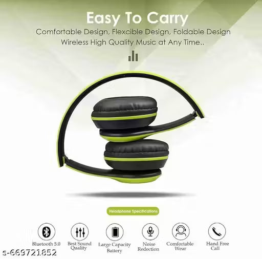 P47 Wireless Bluetooth Headphones with Microphone,Volume Control, Stereo FM,Memory Card Support {Budget headphone, wireless headphones, bluetooth headphones,best bluetooth headphone}-(MULTICOLOR-1 PCS