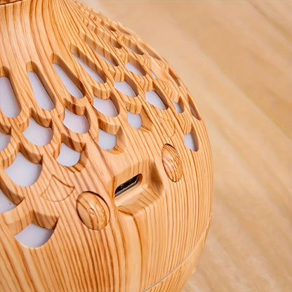 Wood Grain USB Humidifier – Essential Oil Diffuser & Lamp for Desk or Bedroom