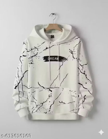 Printed Hoodie for Men | Stylish Marble Pattern Graphic Sweatshirt | Casual Streetwear Pullover Hoodie with Kangaroo Pocket | Soft Fleece Fabric Winter Wear | Trendy Printed Hooded Sweatshirt for Boys and Men