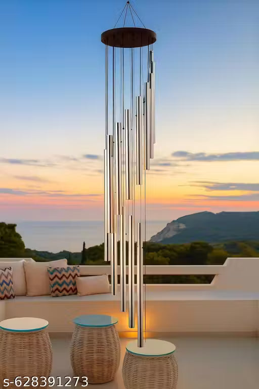 XEEKART Big 18 Pipe Wind Chimes for Home || Home Decor Items (Silver )