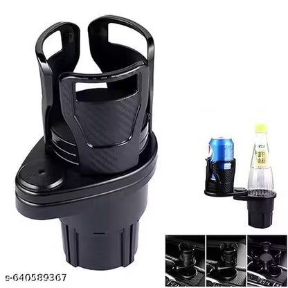 Car Cup Holder Expander, 2 in 1 Multifunctional Cup Holder Extender Adapter with 360° Rotating, Adjustable Cupholder Expander for Large Drinks, All Purpose Car Accessories (Carbon Fiber)